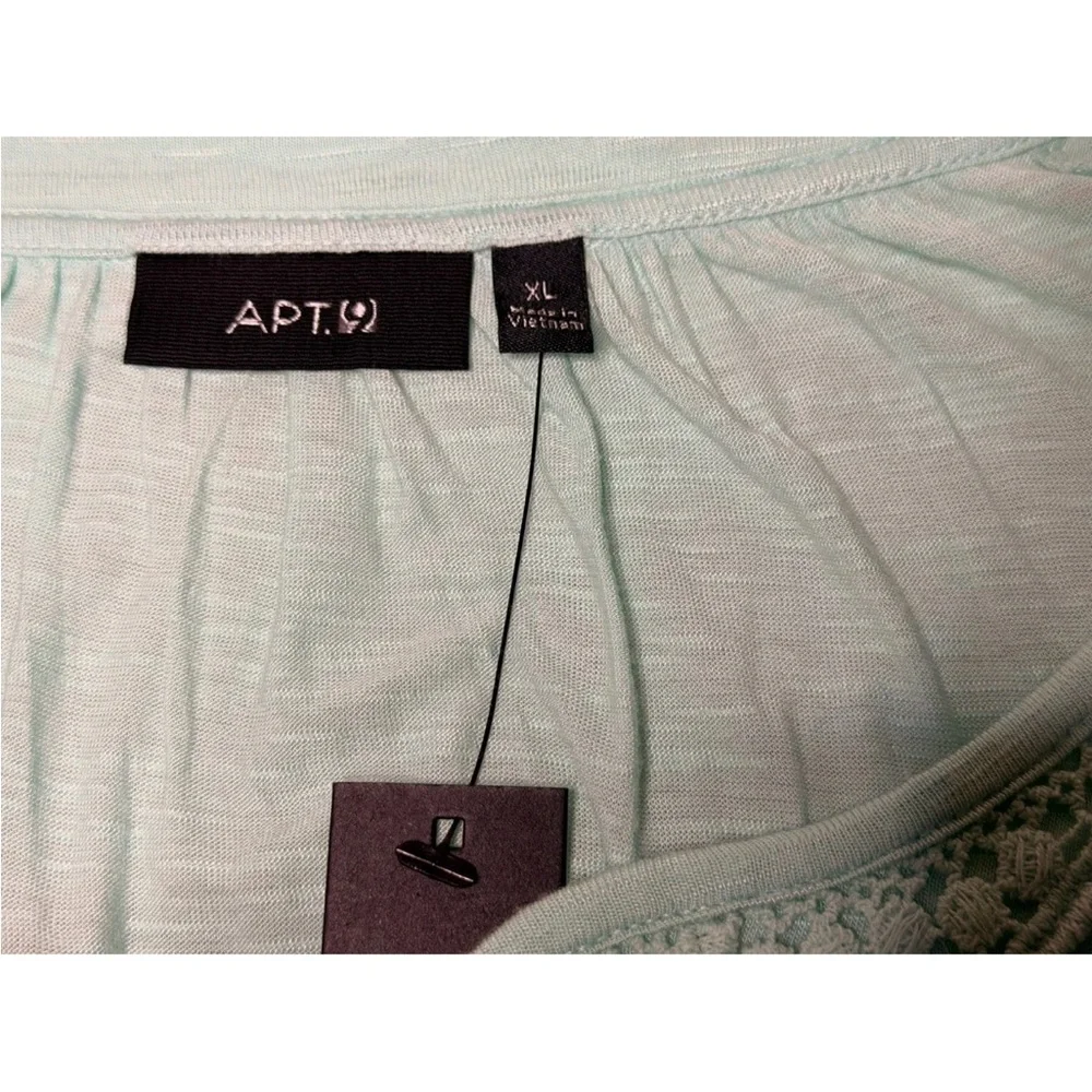 Apt. 9 Light Mint Green Tunic Top with Crochet Trim V-Neck - XL - Picture 5 of 8